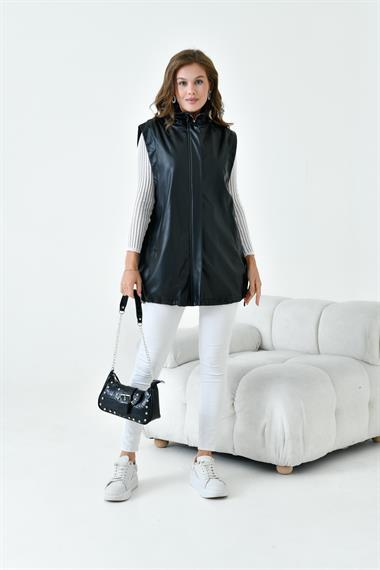 FTZ Women Kadın Deri Yelek  Siyah 30926
