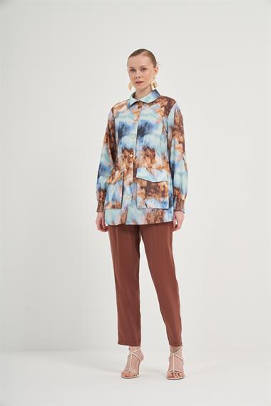 FTZ Women Kadın Desenli Kap  İndigo 31070