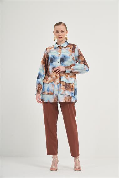 FTZ Women Kadın Desenli Kap  İndigo 31070