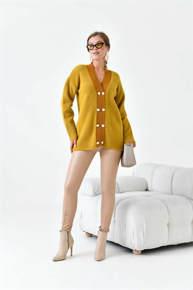 FTZ Women Kadın Düğme Detaylı Hırka  Olive 20865