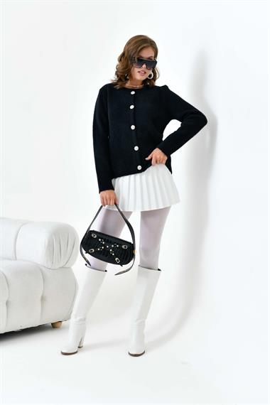 FTZ Women Kadın Düğme Detaylı Hırka  Siyah 20788