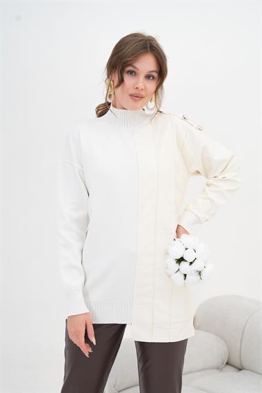 FTZ Women Kadın Düğme Detaylı Tunik  Ekru 20825