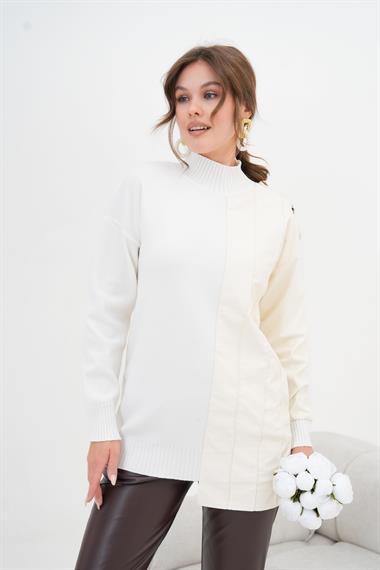 FTZ Women Kadın Düğme Detaylı Tunik  Ekru 20825