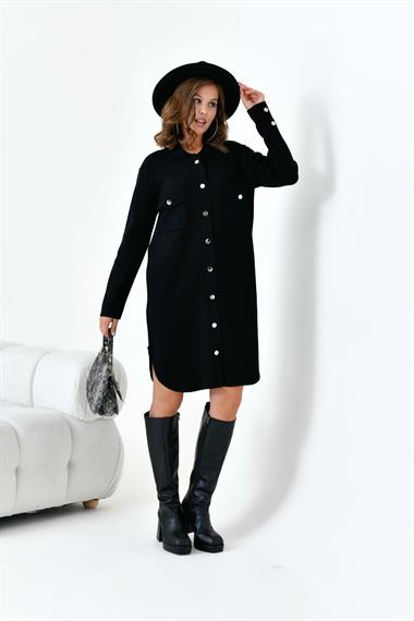 FTZ Women Kadın Düğme Detaylı Tunik  Siyah 20787