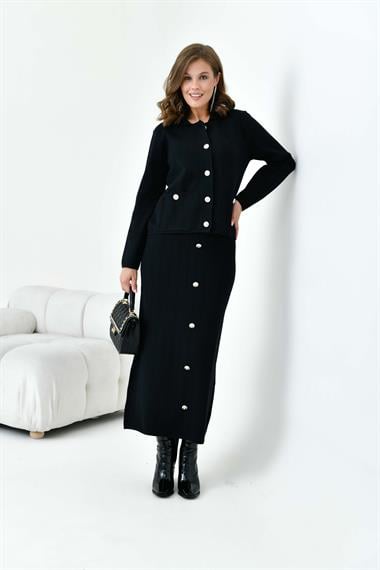 FTZ Women Kadın Düğmeli İkili Takım  Siyah 20712