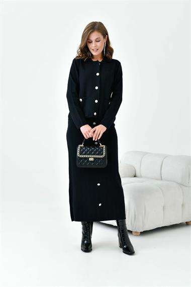 FTZ Women Kadın Düğmeli İkili Takım  Siyah 20712