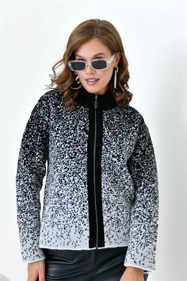 FTZ Women Kadın Fermuar Detaylı Hırka  Siyah 20870