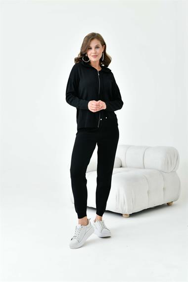 FTZ Women Kadın Fermuarlı İkili Takım  Siyah 20663