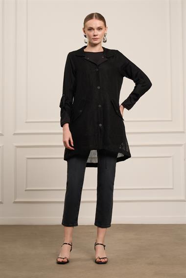 FTZ Women Kadın File Detay Kap  Siyah 31084