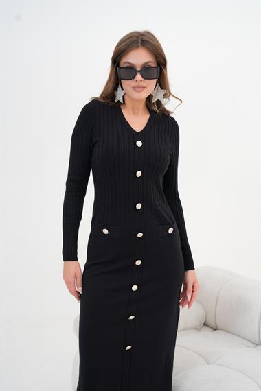 FTZ Women Kadın Fitilli Elbise  Siyah 20847