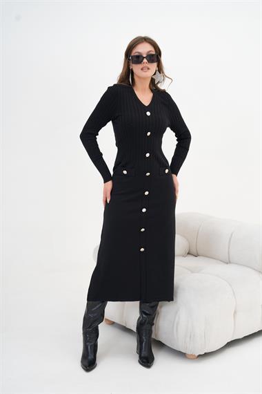 FTZ Women Kadın Fitilli Elbise  Siyah 20847