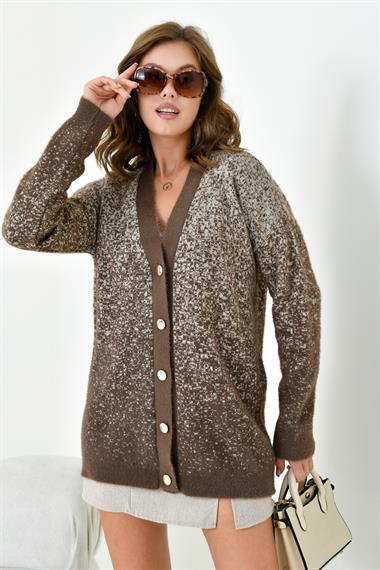 FTZ Women Kadın Geçişli Hırka  Kahve 20941