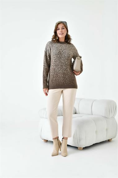 FTZ Women Kadın Geçişli Kazak  Kahve 20942