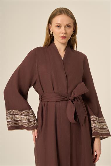 FTZ Women Kadın Ham Keten Kap  Kahve 31110