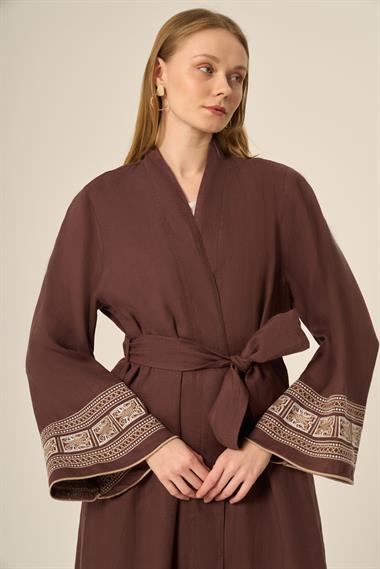 FTZ Women Kadın Ham Keten Kap  Kahve 31110