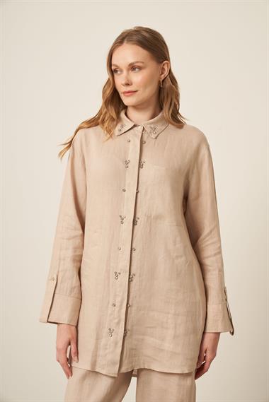 FTZ Women Kadın Ham Keten Takım  Beige 31115