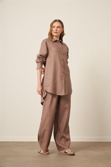 FTZ Women Kadın Ham Keten Takım  Vizon 31111