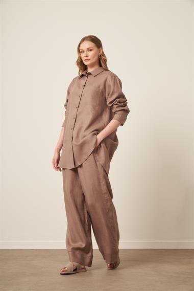 FTZ Women Kadın Ham Keten Takım  Vizon 31111