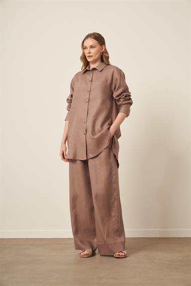 FTZ Women Kadın Ham Keten Takım  Vizon 31111