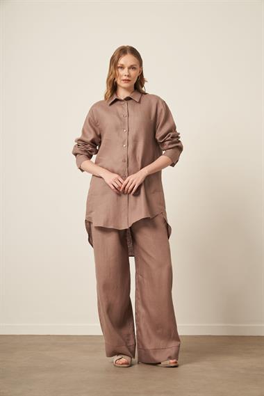 FTZ Women Kadın Ham Keten Takım  Vizon 31111