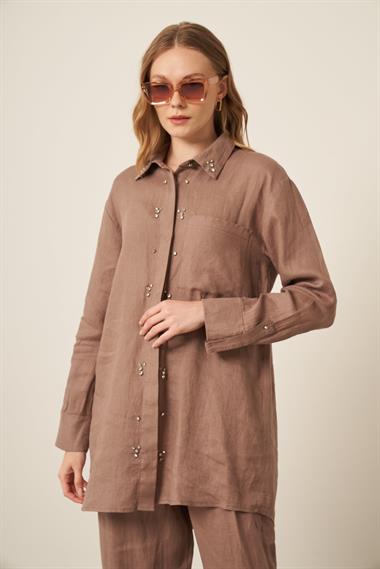 FTZ Women Kadın Ham Keten Takım  Vizon 31115