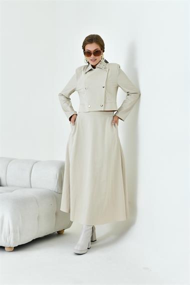 FTZ Women Kadın İki ip Deri Takım  Beige 30931
