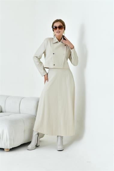 FTZ Women Kadın İki ip Deri Takım  Beige 30931