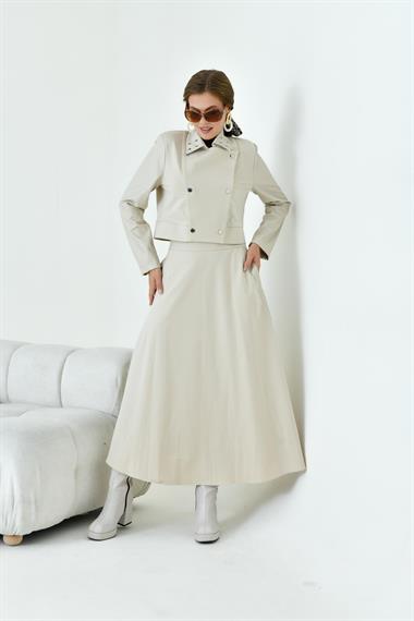FTZ Women Kadın İki ip Deri Takım  Beige 30931