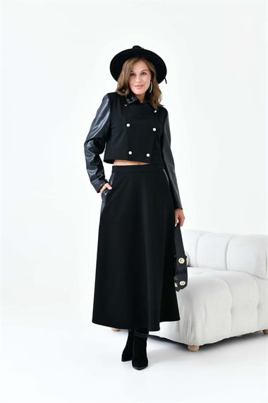 FTZ Women Kadın İki ip Deri Takım  Siyah 30931