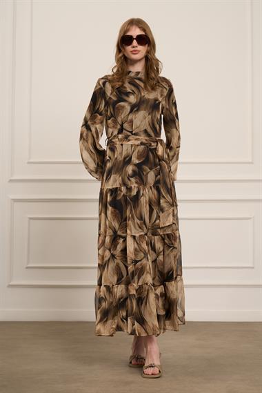 FTZ Women Kadın İpek Şifon Elbise  Kahve 31058