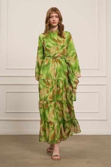 FTZ Women Kadın İpek Şifon Elbise  Yeşil 31058