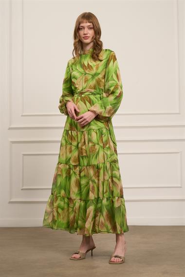 FTZ Women Kadın İpek Şifon Elbise  Yeşil 31058