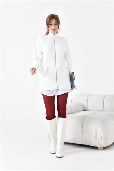 FTZ Women Kadın Kapitone Detaylı Kısa Kap  Ekru 20875