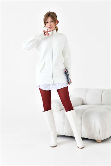 FTZ Women Kadın Kapitone Detaylı Kısa Kap  Ekru 20875