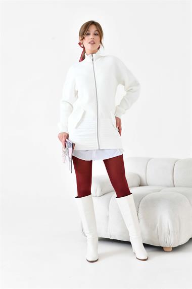 FTZ Women Kadın Kapitone Detaylı Kısa Kap  Ekru 20875