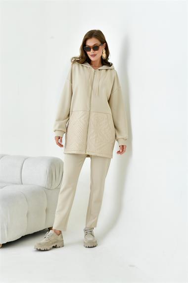 FTZ Women Kadın Kapitone Takım  Beige 30929