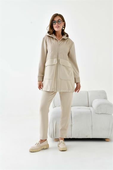 FTZ Women Kadın Kapitone Takım  Beige 30941