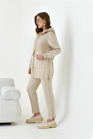 FTZ Women Kadın Kapitone Takım  Beige 30941