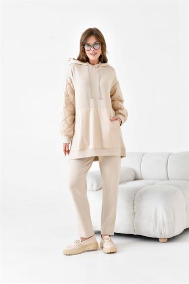 FTZ Women Kadın Kapitone Takım  Beige 30942