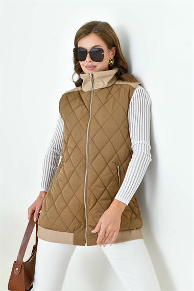 FTZ Women Kadın Kapitone Yelek  Kahve 30965