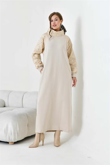 FTZ Women Kadın Kapitoneli İki İp Elbise  Beige 30982