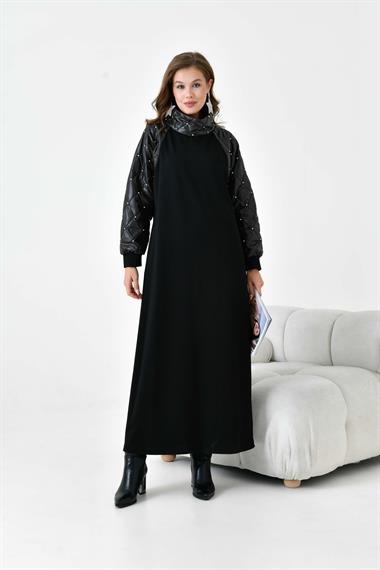 FTZ Women Kadın Kapitoneli İki İp Elbise  Siyah 30982