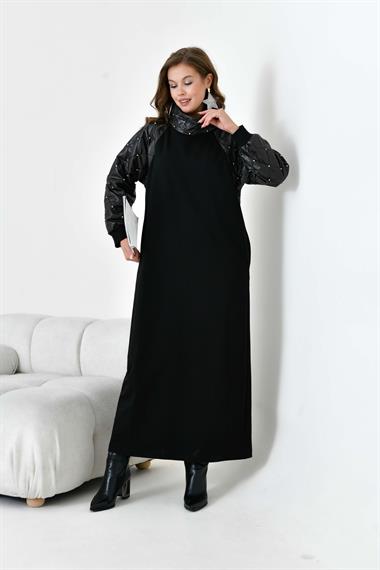 FTZ Women Kadın Kapitoneli İki İp Elbise  Siyah 30982