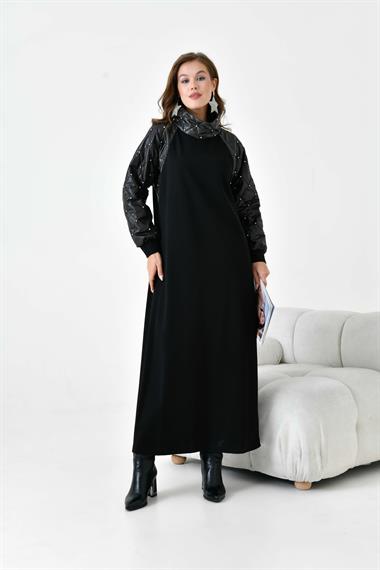 FTZ Women Kadın Kapitoneli İki İp Elbise  Siyah 30982