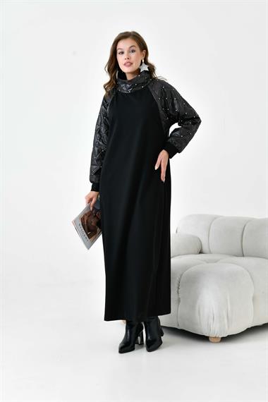 FTZ Women Kadın Kapitoneli İki İp Elbise  Siyah 30982