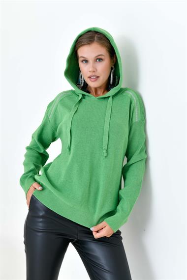 FTZ Women Kadın Kapüşonlu Kazak  Açık Yeşil 20753