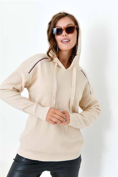 FTZ Women Kadın Kapüşonlu Kazak  Bej 20753
