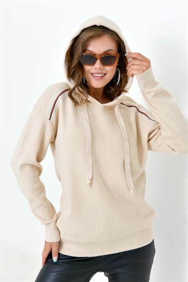 FTZ Women Kadın Kapüşonlu Kazak  Bej 20753