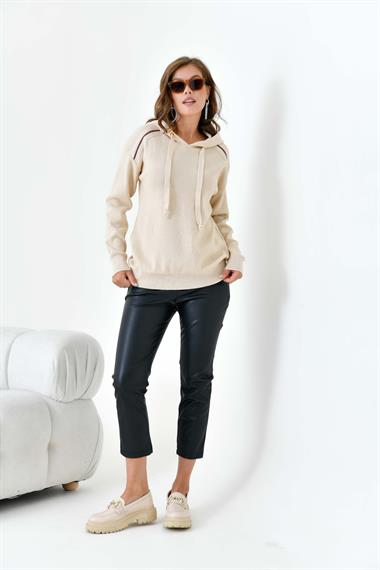 FTZ Women Kadın Kapüşonlu Kazak  Bej 20753