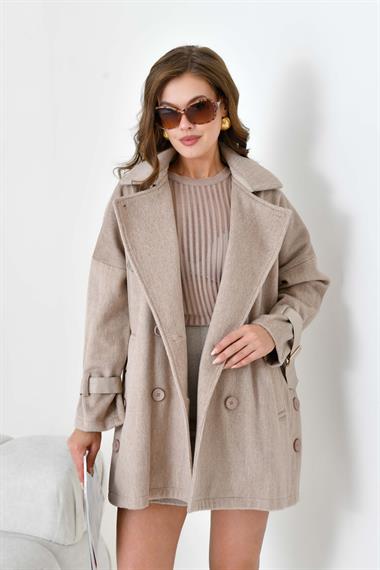FTZ Women Kadın Kaşe Kaban  Beige 30948